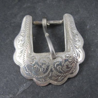 Vintage Etched Belt Buckle Alpaca Mexico