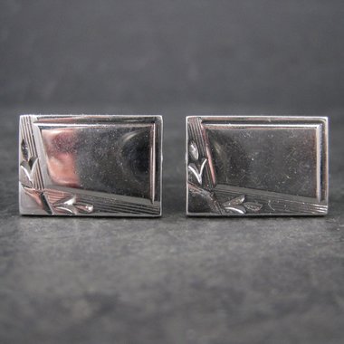 Estate Silvertone Engravable Cufflinks