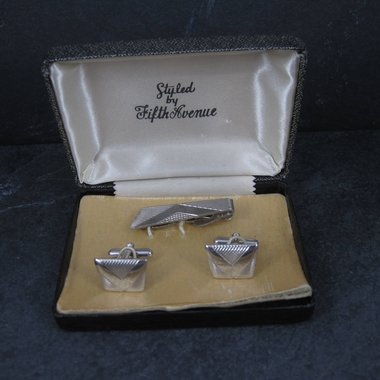 Vintage Cufflinks Tie Clip Set Styled by Fifth Avenue