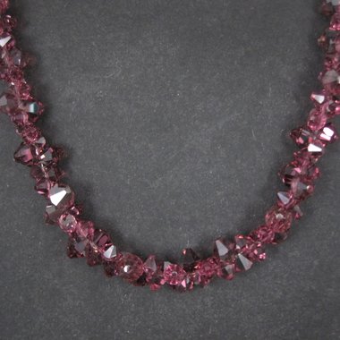 Purple Austrian Crystal Bead Necklace 17 Inches