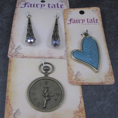 Lot of 3 Bead Treasure Fairy Tail Jewelry Making Supplies Pendants Earrings