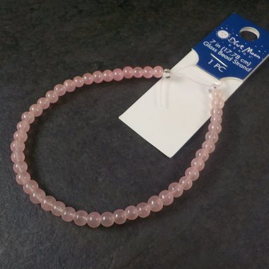 Round 4mm Pink Glass Beads 7" Blue Moon Beads