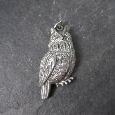 Vintage Pewter Owl Pendant Charm