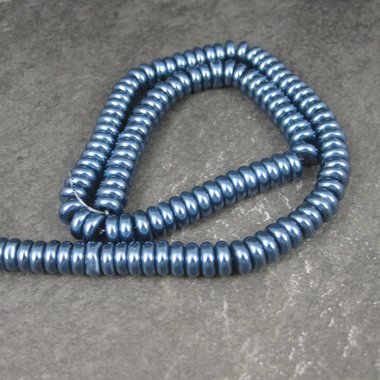 Dark Blue Glass Pearl Rondelle Bead Strand 3x8mm 120 Beads