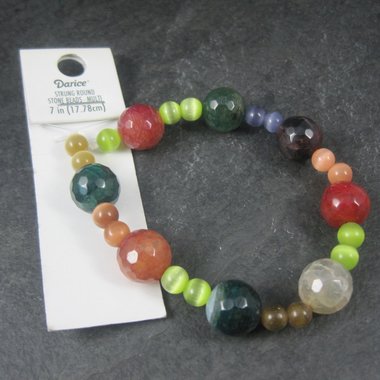 Colorful Quartz and Cats Eye Bead Strand Darice Discontinued 6-12mm