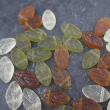 Lot of 36 Glass Leaf Beads 7x11mm