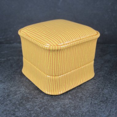 Embossed Golden Yellow Leatherette Ring Box