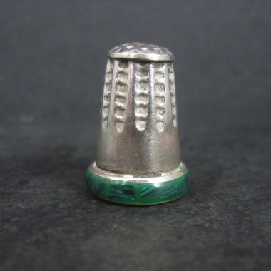 Vintage Mexican Sterling Malachite Inlay Thimble