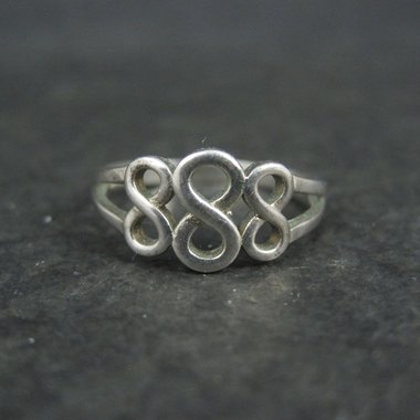 1990s Sterling Infinity Ring Size 6 Italian Silver