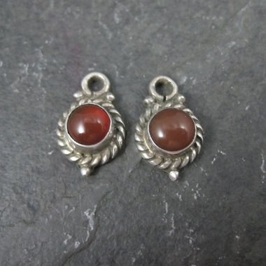 Sterling Carnelian Charms Lot of 2 Vintage Silver