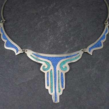 Vintage Mexican Lapis Malachite Necklace