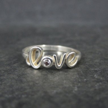 Italian Sterling Silver Love Ring Size 8