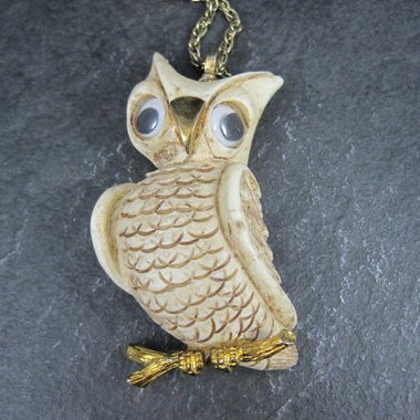 Large Vintage Owl Pendant Necklace Luca Razza