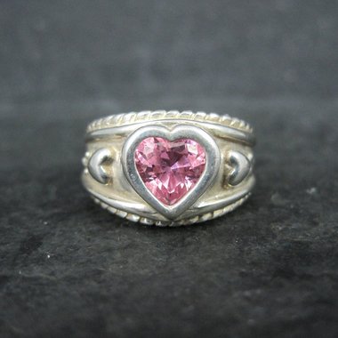 Pink Cz Heart Ring Size 7 Sterling Silver Chateau d’Argent