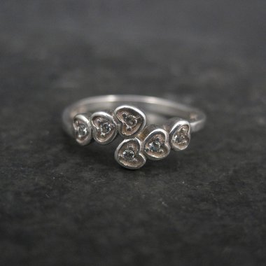 Dainty Sterling Silver Heart Ring Italian Silver Crossover New Old Stock