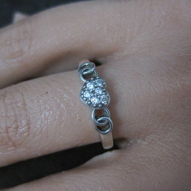 Dainty Sterling Cz Heart Ring Size 8 Italian Silver