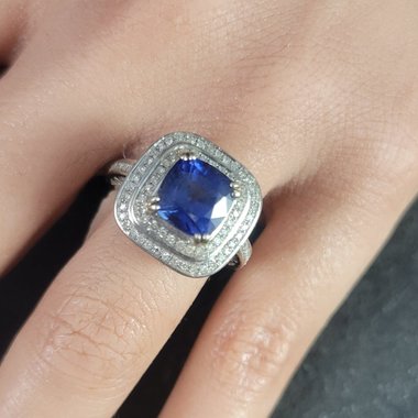 Vintage 14K Sapphire Diamond Engagement Ring Size 6