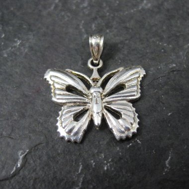 Small Sterling Butterfly Pendant Vintage Silver