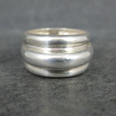 Wide Dome Ring Size 7 Vintage Sterling Silver