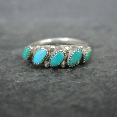 Vintage Turquoise Ring Size 6 Southwestern Sterling Silver