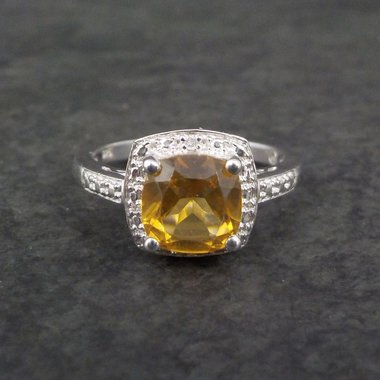 Estate Citrine Ring Sterling Silver Size 7