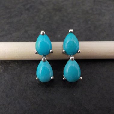 Sleeping Beauty Turquoise Stud Earrings Sterling Silver Chuck Clemency