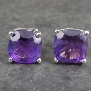 Amethyst Stud Earrings Sterling Silver