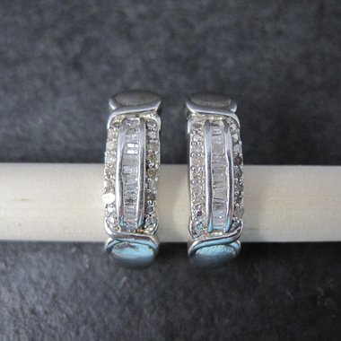 Estate Sterling Diamond Earrings