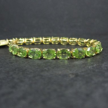 Peridot Tennis Bracelet Estate Vermeil Sterling Silver 7.5"