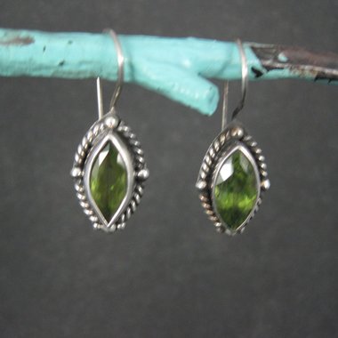 Sterling Silver Peridot Earrings Latch Backs