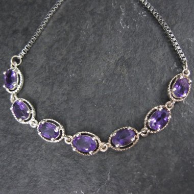 Estate Sterling Silver Amethyst Bolo Bracelet