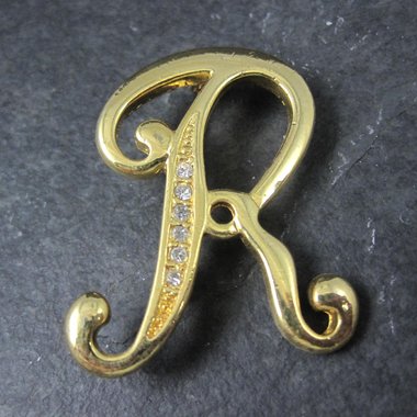 Vintage Rhinestone Initial R Brooch