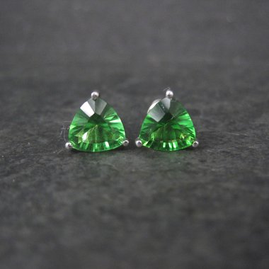 Trillion Chrome Diopside Stud Earrings 8MM Sterling Silver