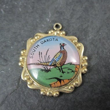 Vintage South Dakota Pheasant Charm Fob