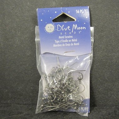Gun Metal Earwires Blue Moon Beads 56 Pieces 28 Pair Ear Wires