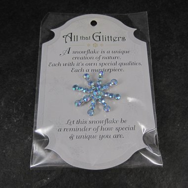 Vintage Rhinestone Snowflake Pin Grasslands Road New Old Stock