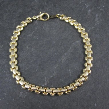 1980s Gold Electroplate Bracelet Korea 6mm wide, 7 Inches Long