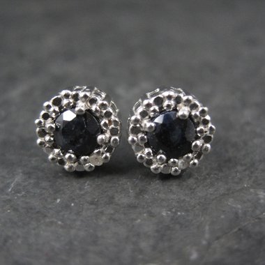 Sterling Silver Sapphire Diamond Stud Earrings