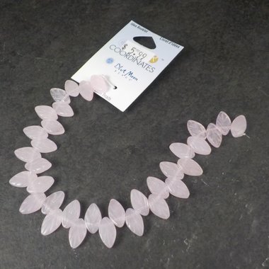 Pink Pressed Glass Leaf Beads 6x11mm Blue Moon Beads