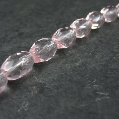 Faceted Pink Glass Beads 8x11mm Bliss Beads