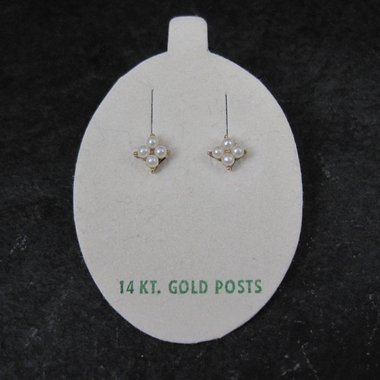 Vintage 14K Pearl Kids Stud Earrings New Old Stock