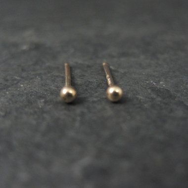 Tiny Vintage Ball Stud Earrings 14K Gold Filled New Old Stock