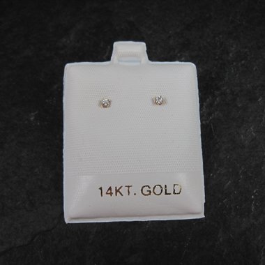 Tiny Vintage 2mm Cz Stud Earrings 14K Gold Filled New Old Stock