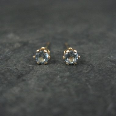 March Birthstone Stud Earrings 14K Gold Filled Vintage New Old Stock