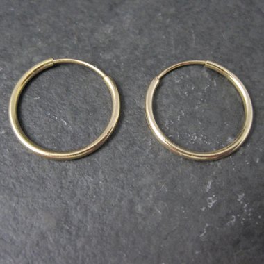 Dainty 14K Yellow Gold Hoop Earrings 16mm
