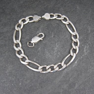 Vintage Italian Sterling Figaro Chain Bracelet 8" For Repair