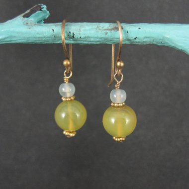 Yellow Quartz Dangle Earrings Gold Filled Earwires