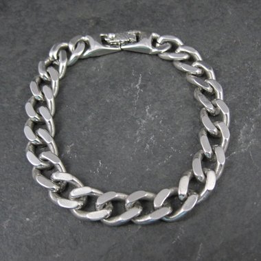 Silver Tone Figaro Bracelet Vintage Monet 7.5 Inches