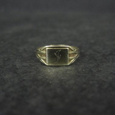 Victorian Baby Ring 10K Yellow Gold Size 1 Antique Ostby and Barton Initial J