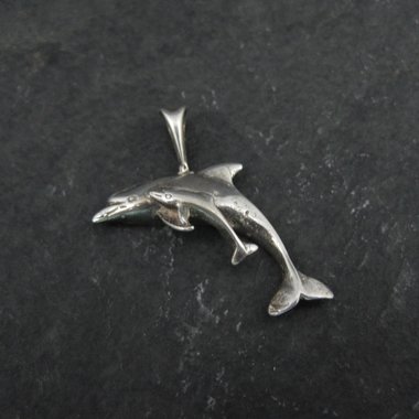 Dolphin Pendant 1980s Vintage Sterling Silver